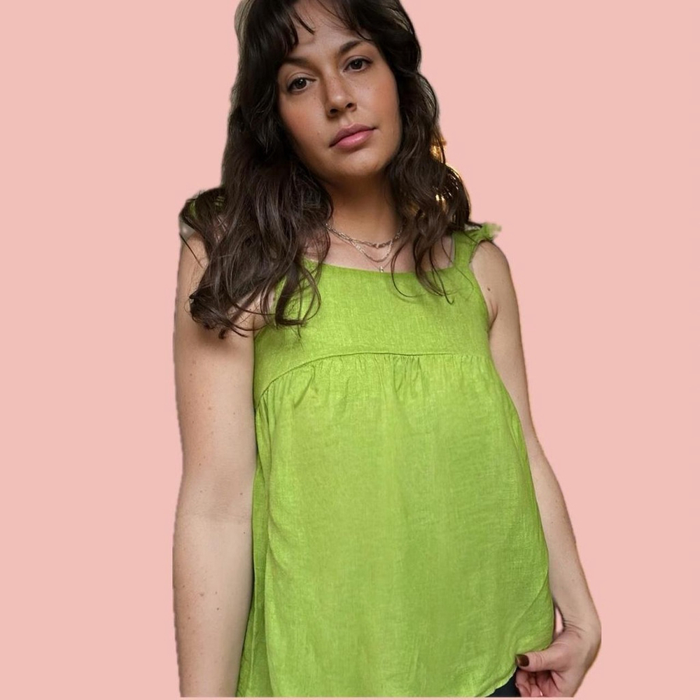 Civico 51 Matcha Green Linen Top - Made in Italy